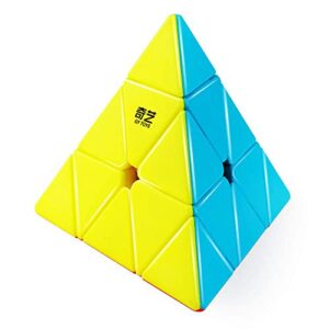 D-FantiX QYTOYS Qiming Pyramid Speed Cube Stickerless Triangle Cube 3x3 Puzzle