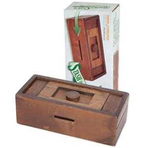 Bits and Pieces - Stash Your Cash - Secret Puzzle Box - Camouflage Your Cash Money Holder - Brain Teaser - Wooden Secret Compartment