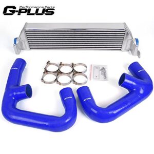Front Bumper Aluminum Twin Intercooler Upgrade + Silicone Intercooler Pipe Hose Kit Compatible For Volkswagen Golf R GTI MK7