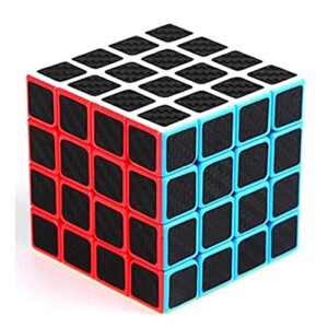 Cuberspeed Magic Cube 4x4 Stickerless Bright with Black Sticker Speed Cube Phantom Carbon Fiber Sticker 4x4x4 Color Magic Cube